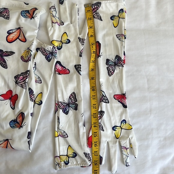 Strapless butterfly print Mini Dress With Gloves SMALL - Picture 10 of 15
